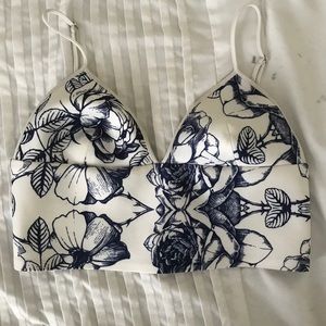 Blue and white floral crop top